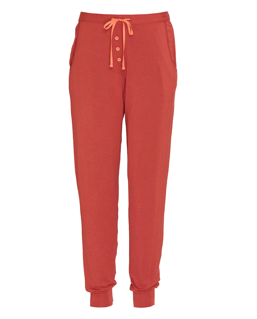 Womens Dark Orange Jersey Pyjama Bottoms