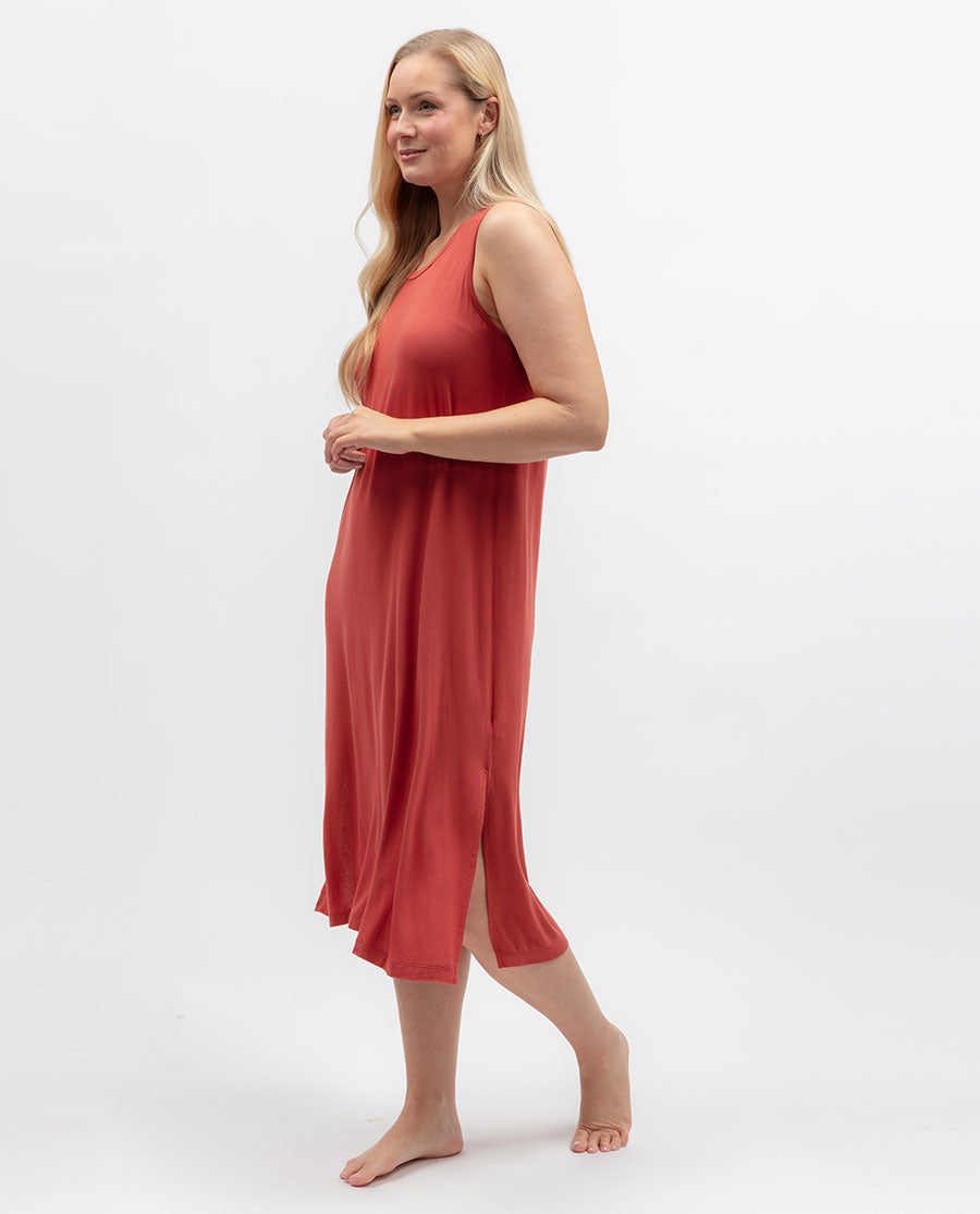 Womens Dark Orange Jersey Long Nightdress