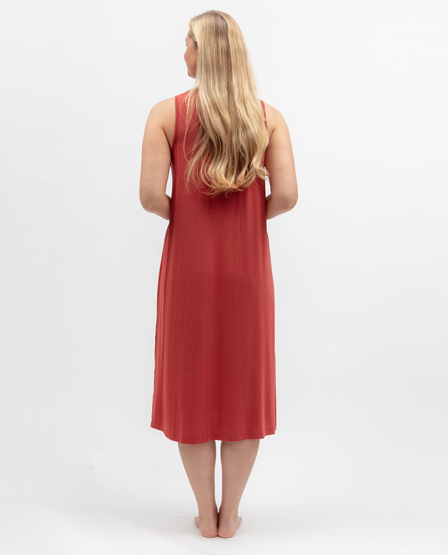 Womens Dark Orange Jersey Long Nightdress