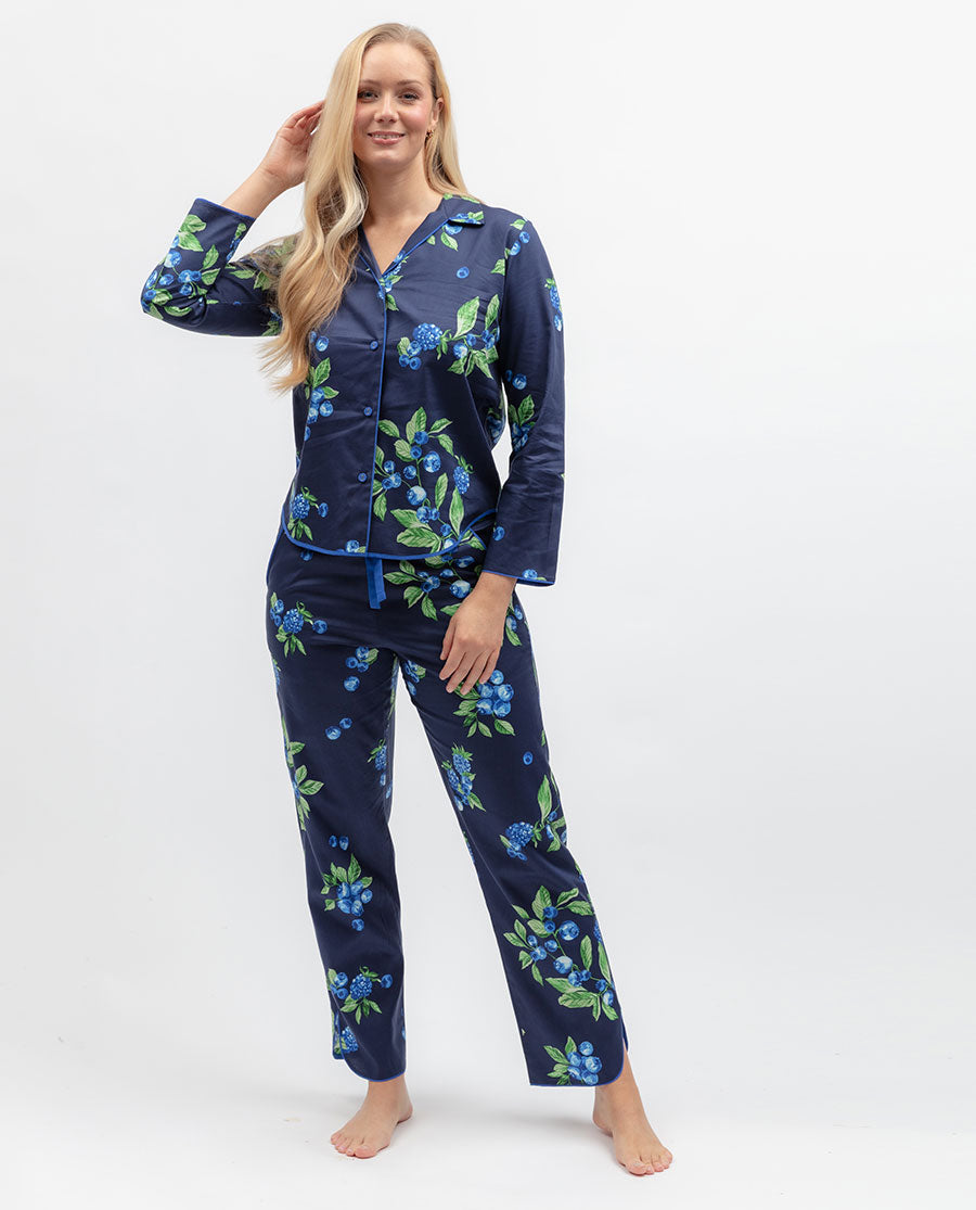 Womens Blue Fruit Print Pyjama Top