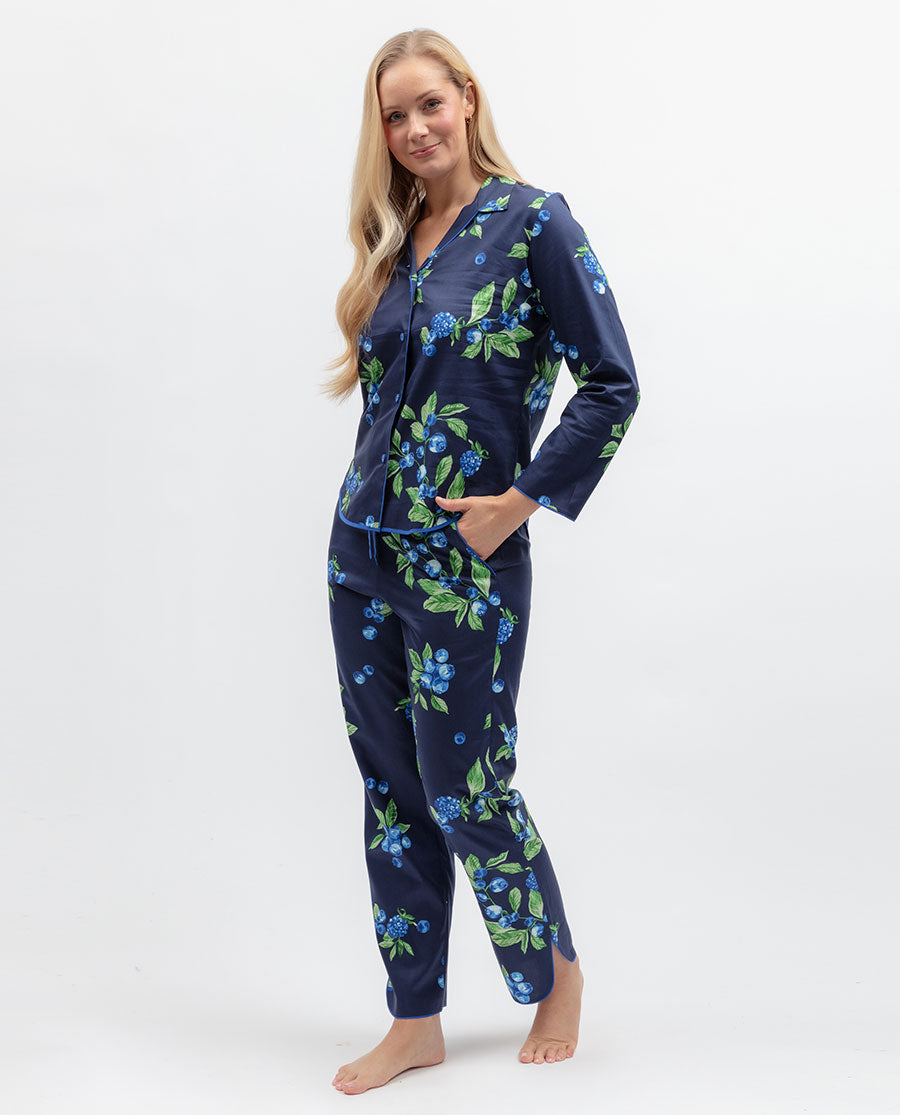 Womens Blue Fruit Print Pyjama Top