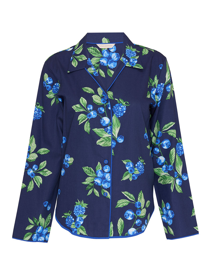 Womens Blue Fruit Print Pyjama Top