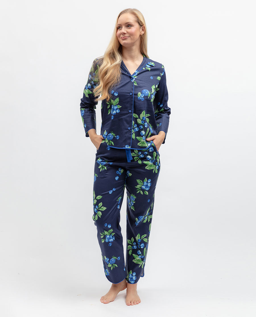 Womens Blue Fruit Print Pyjama Bottoms