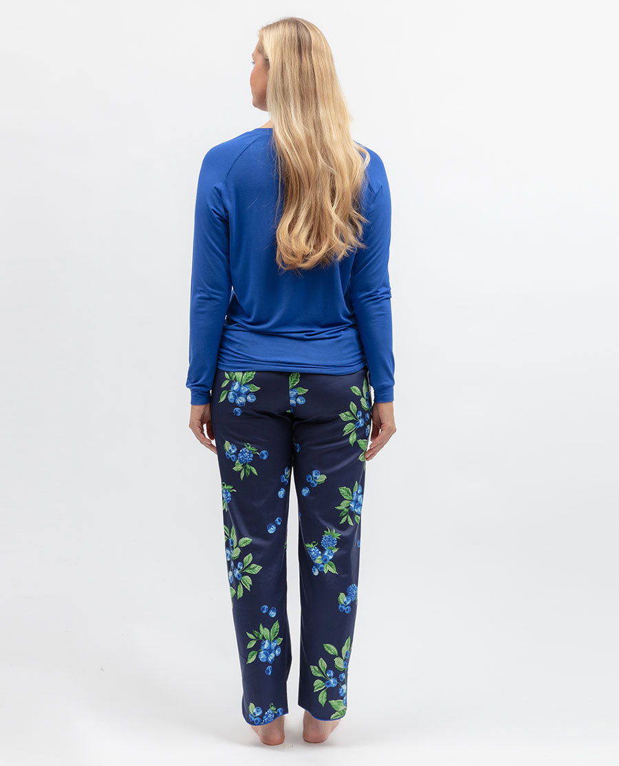 Womens Blue Fruit Print Pyjama Bottoms