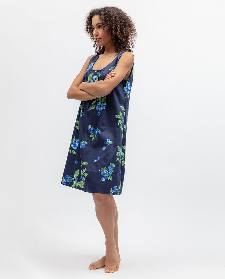 Womens Blue Fruit Print Short Nightdress