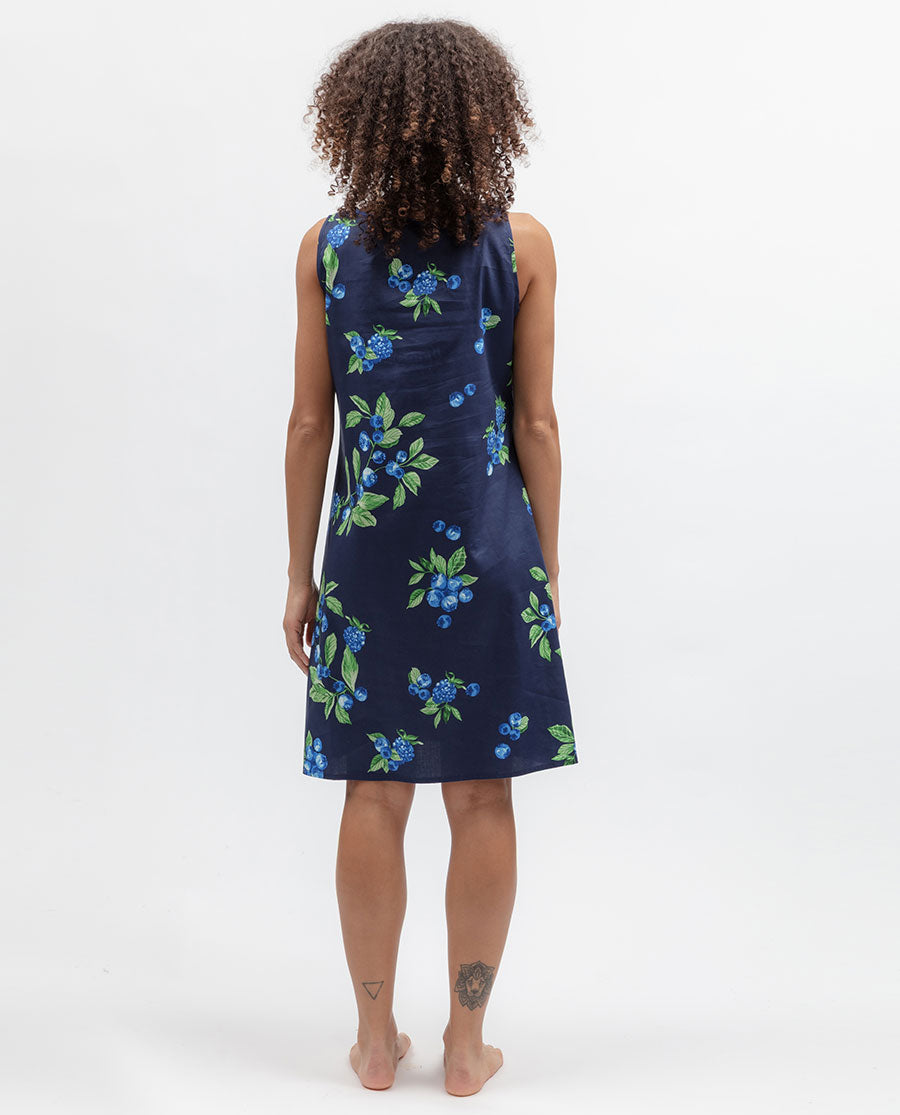 Womens Blue Fruit Print Short Nightdress