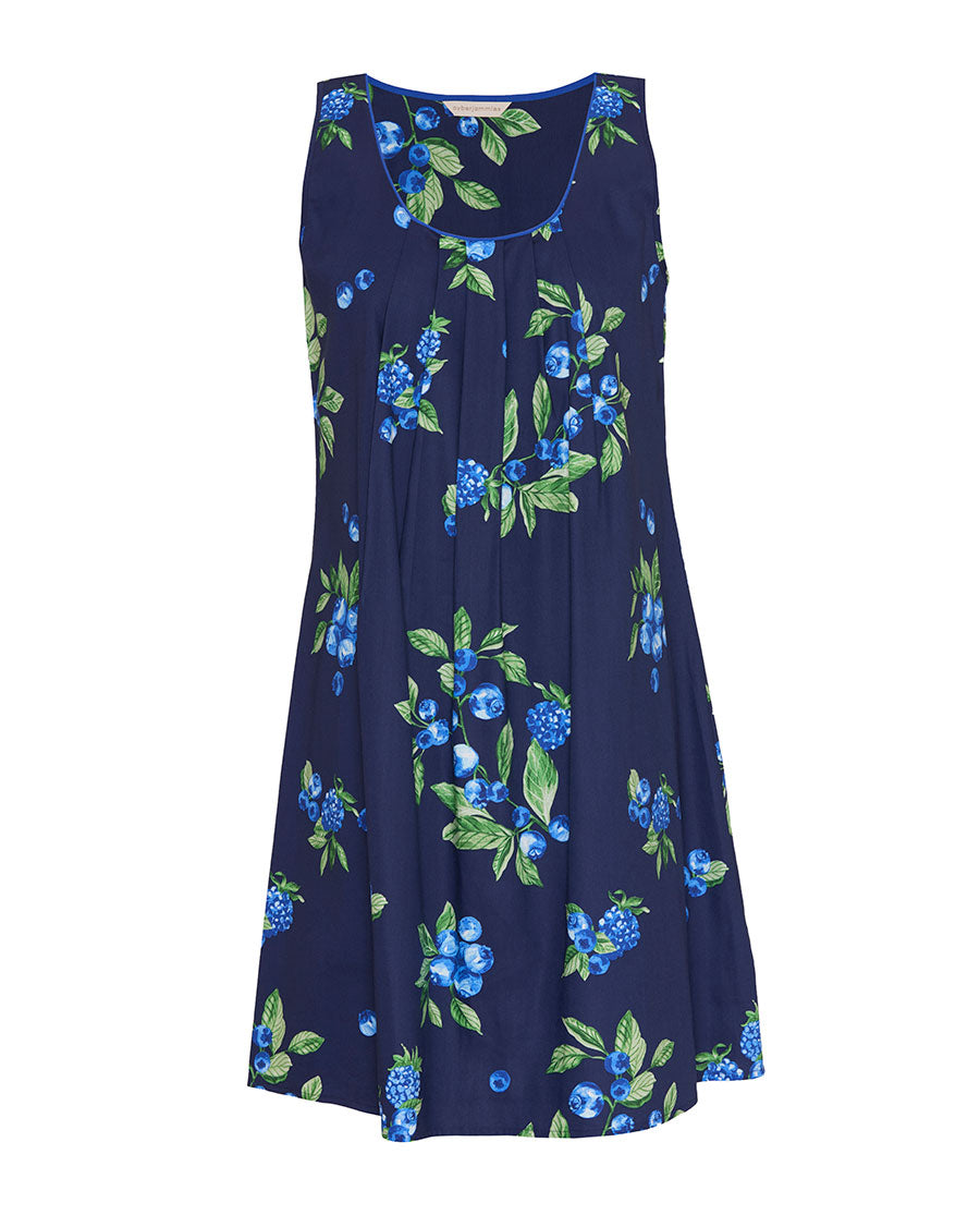 Womens Blue Fruit Print Short Nightdress