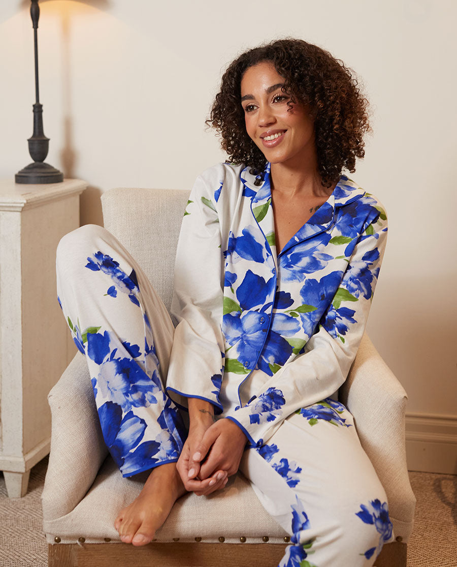 Midnight Berry Womens Floral Printed Jersey Pyjama Set