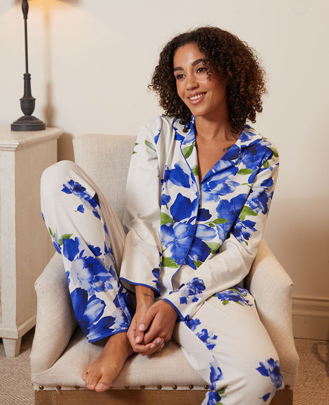 Midnight Berry Womens Floral Printed Jersey Pyjama Set
