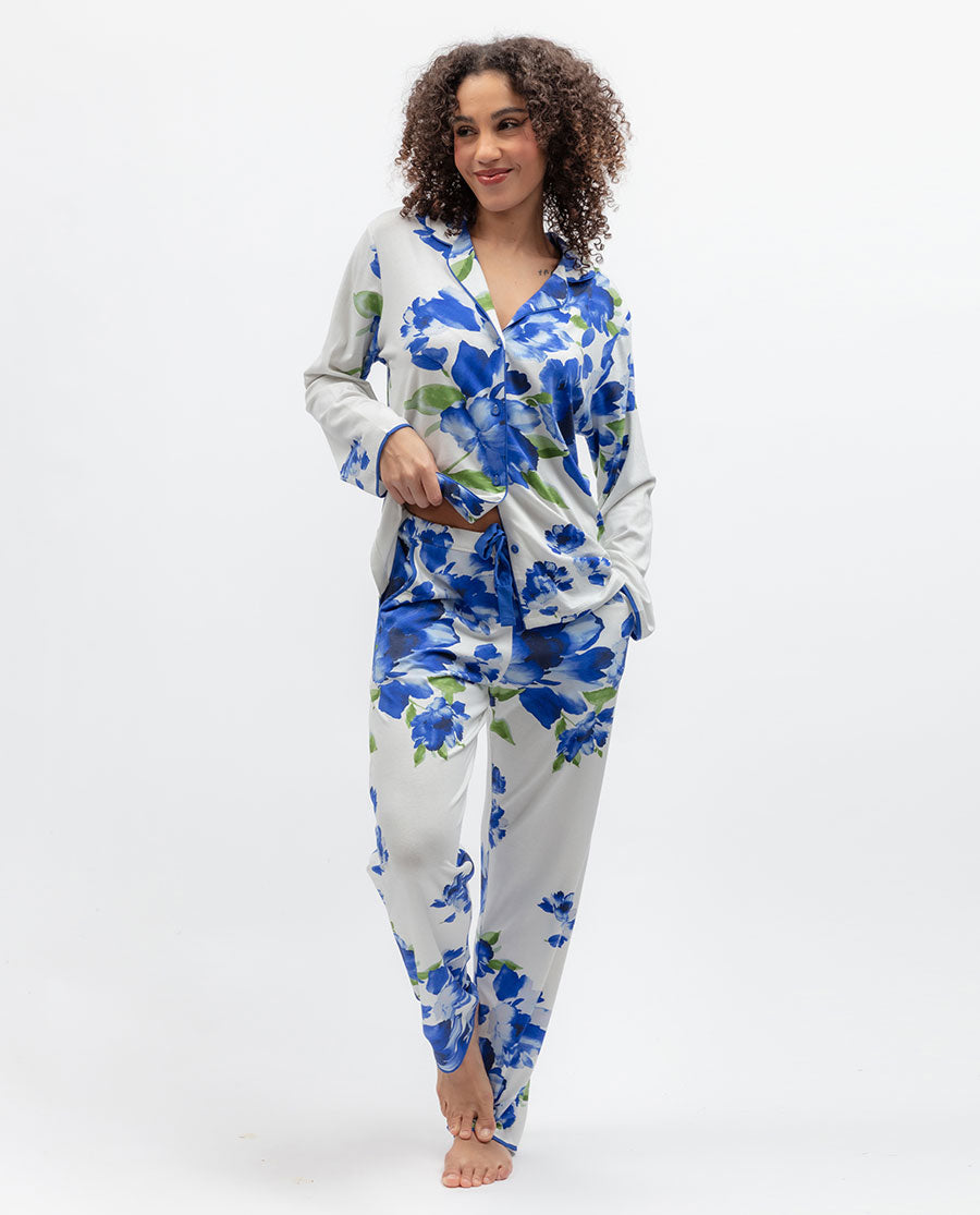 Midnight Berry Womens Floral Printed Jersey Pyjama Set