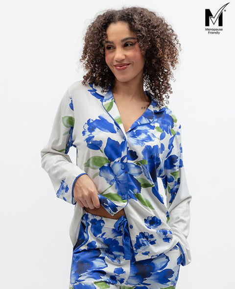 Midnight Berry Womens Floral Printed Jersey Pyjama Top