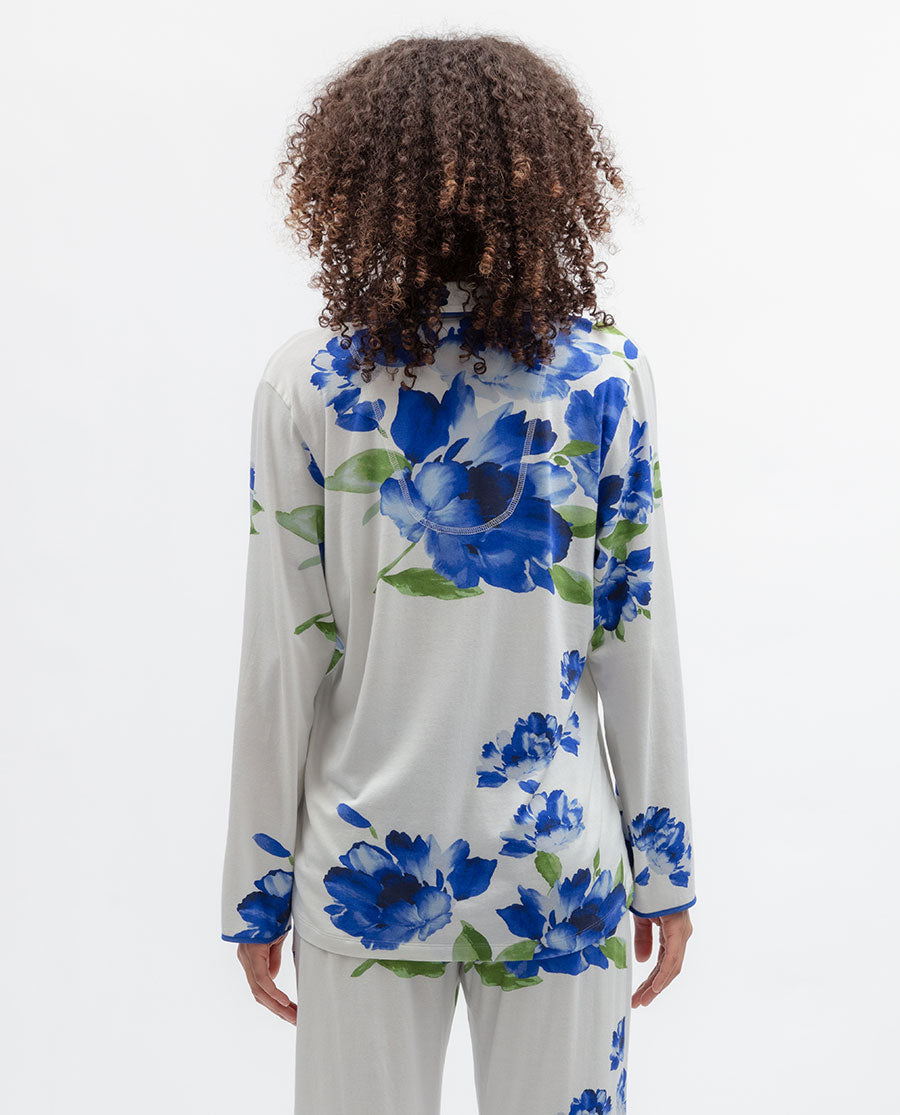 Midnight Berry Womens Floral Printed Jersey Pyjama Top