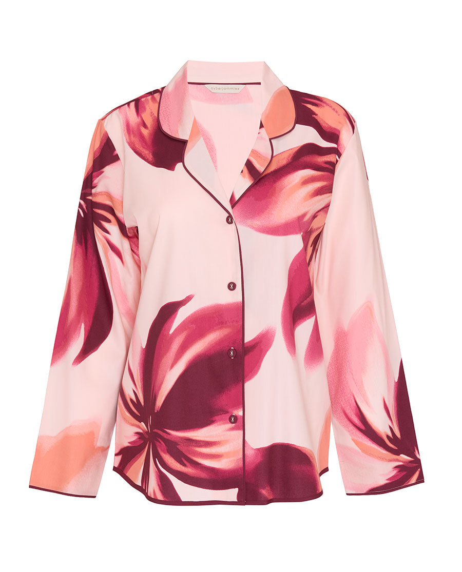 Womens Pink Floral Print Pyjama Top