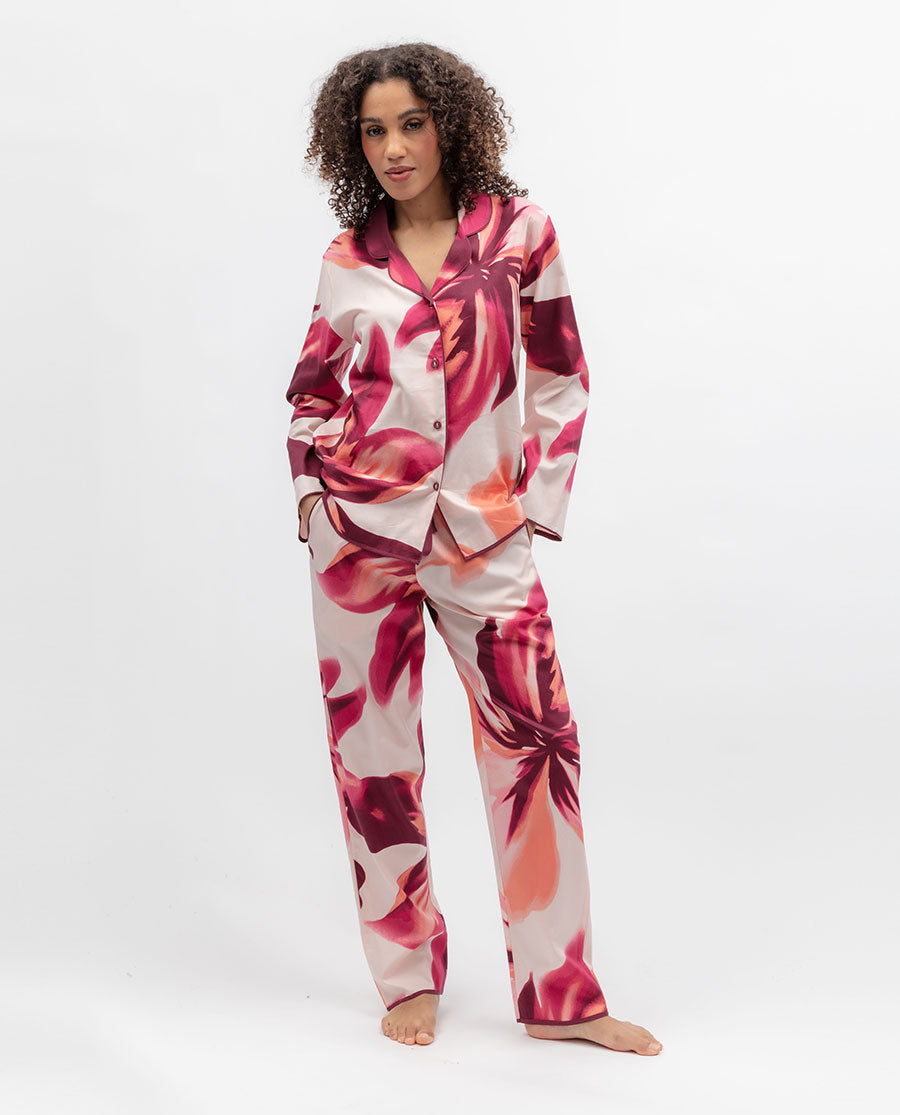 Womens Pink Floral Print Pyjama Bottoms