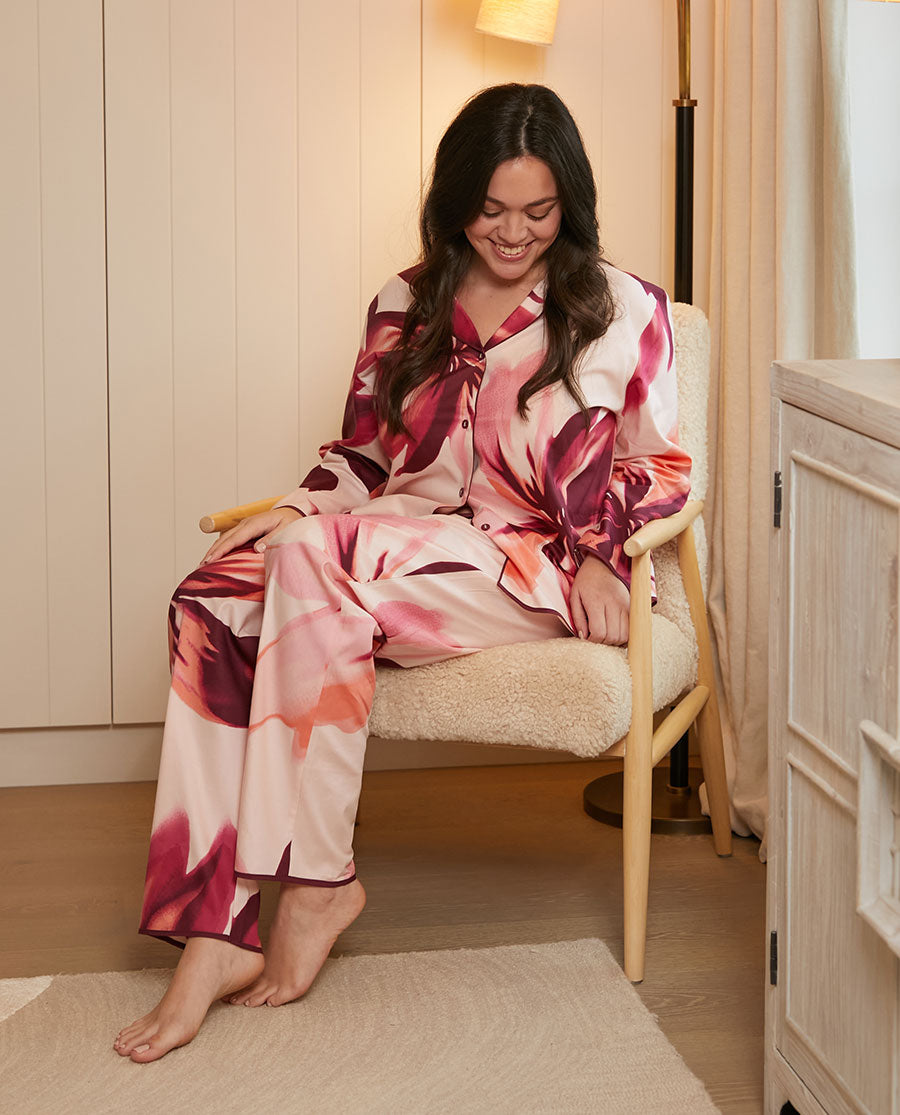 Womens Pink Floral Print Pyjama Bottoms