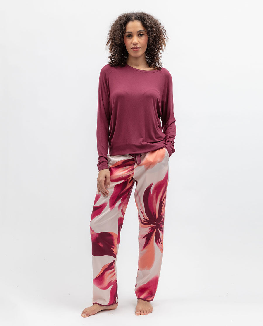 Womens Pink Floral Print Pyjama Bottoms
