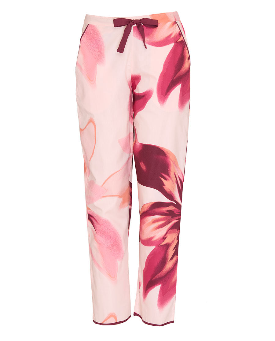 Womens Pink Floral Print Pyjama Bottoms