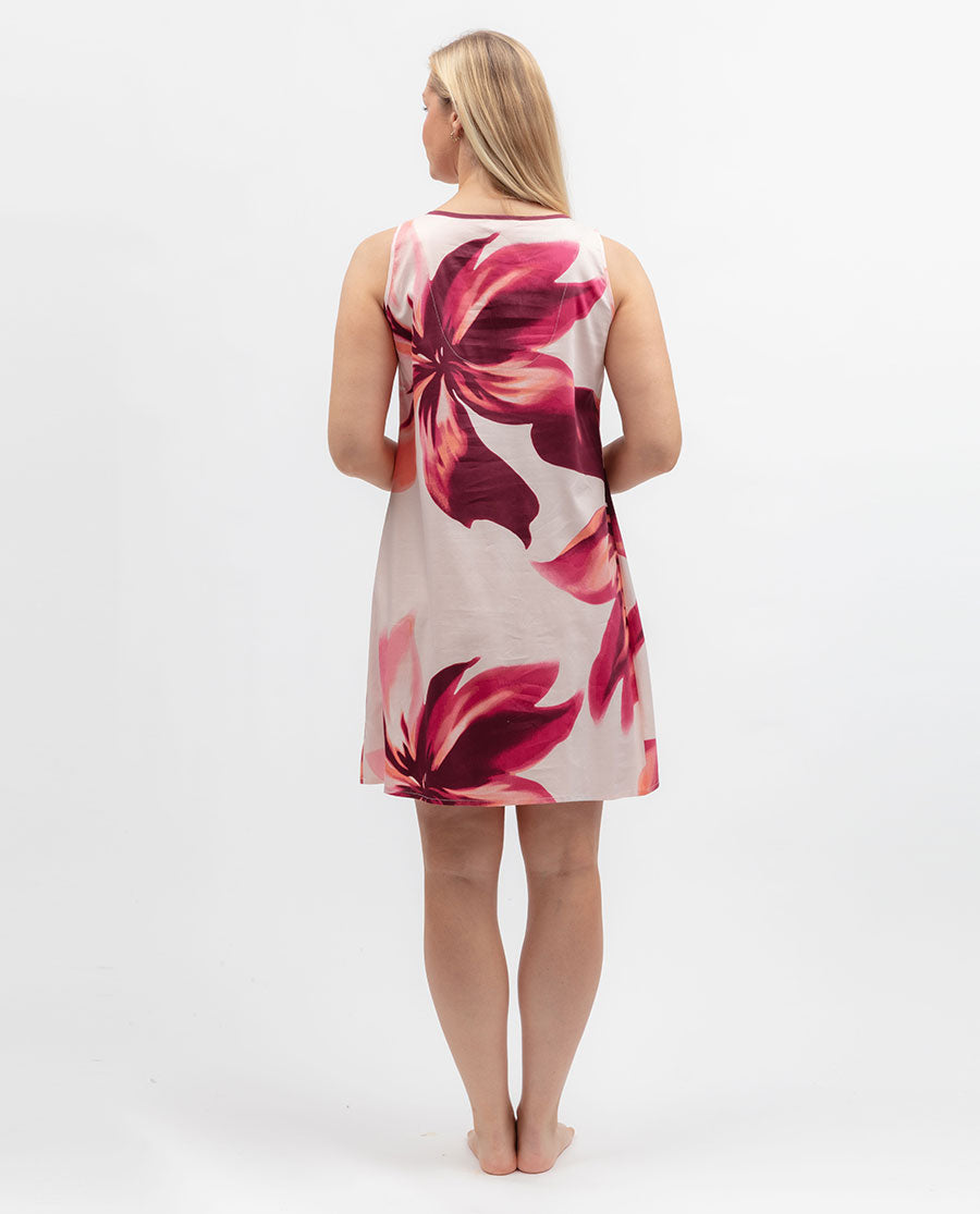 Womens Pink Floral Print Short Nightdress