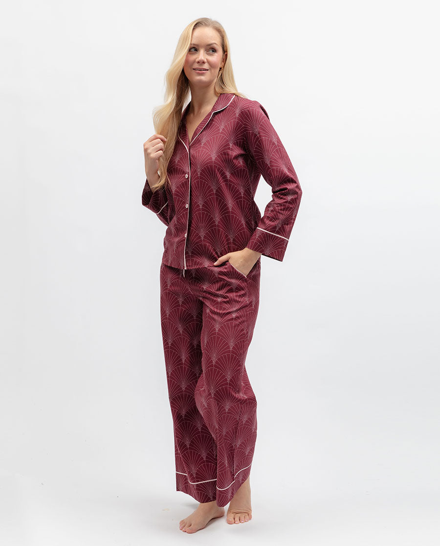 Womens Geo Print Wide Leg Pyjama Set