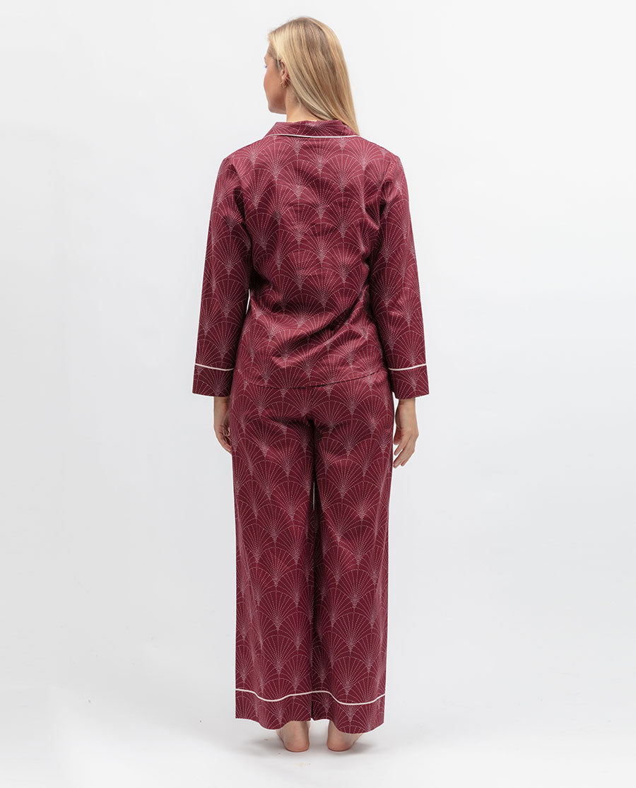 Womens Geo Print Wide Leg Pyjama Set