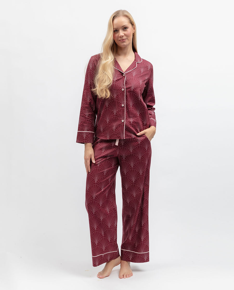 Womens Geo Print Wide Leg Pyjama Bottoms