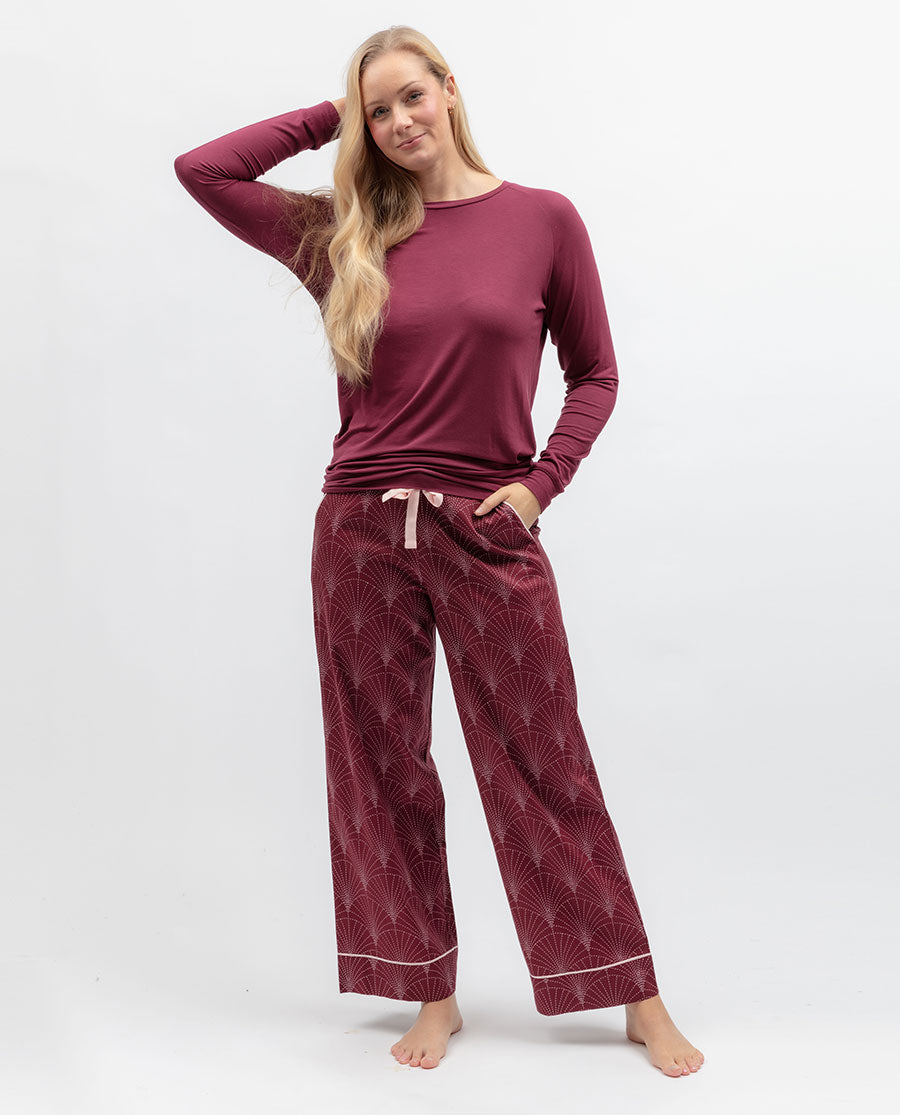 Womens Geo Print Wide Leg Pyjama Bottoms