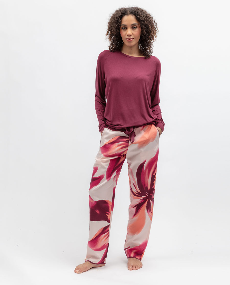 Burgundy Womens Slouch Jersey Pyjama Top