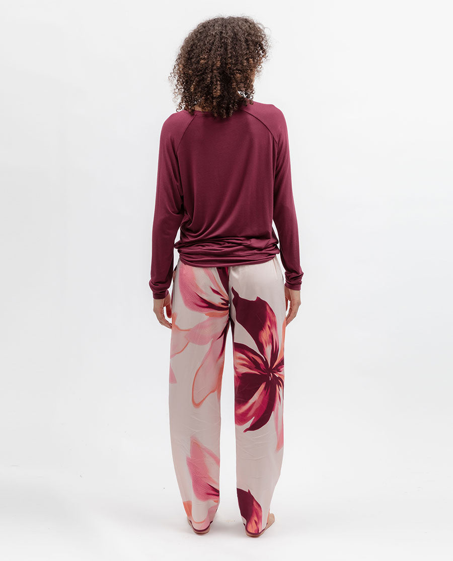 Burgundy Womens Slouch Jersey Pyjama Top