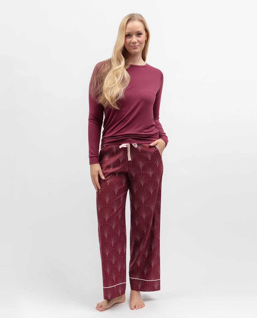 Burgundy Womens Slouch Jersey Pyjama Top