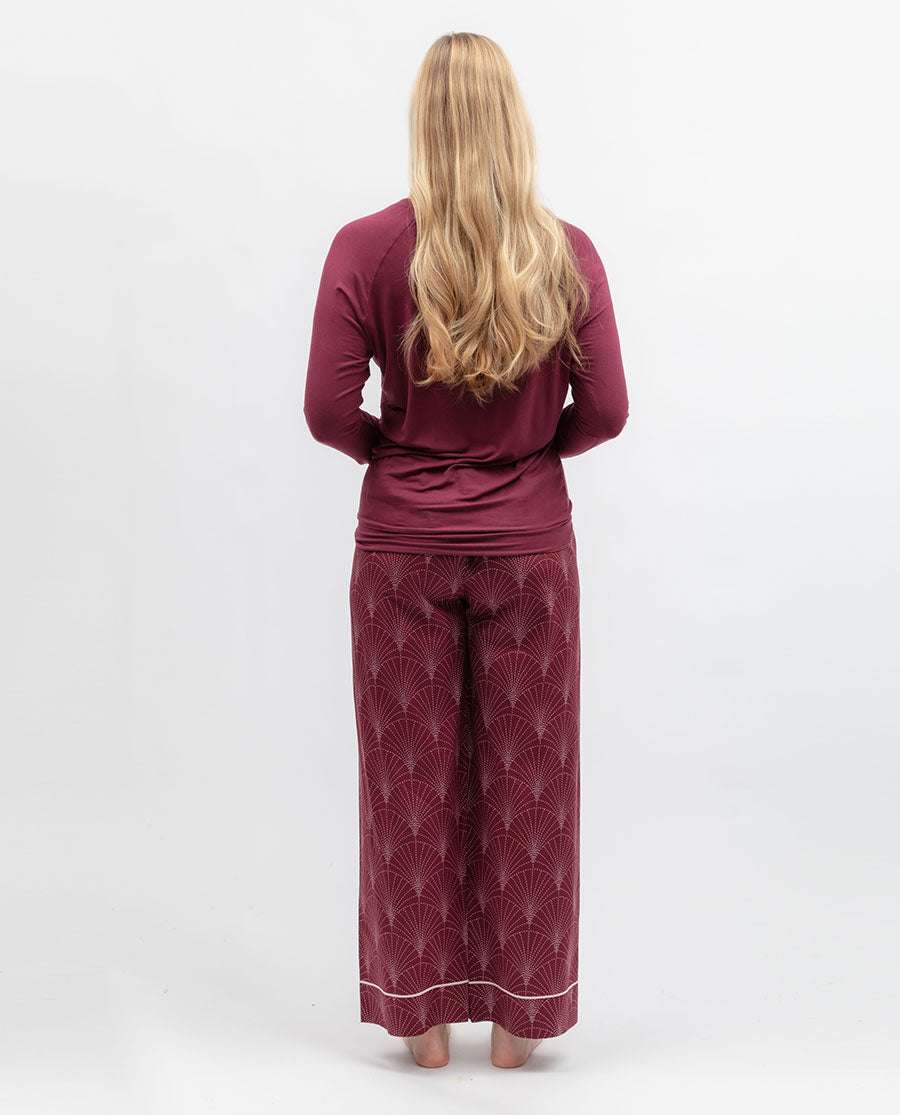 Burgundy Womens Slouch Jersey Pyjama Top