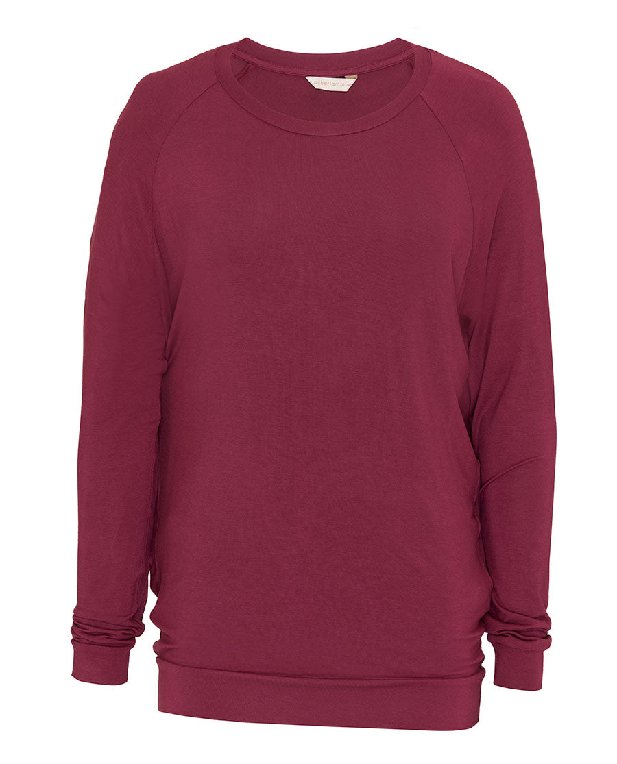 Burgundy Womens Slouch Jersey Pyjama Top