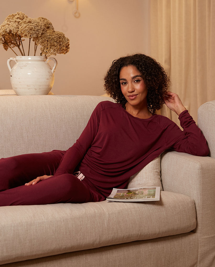 Burgundy Womens Jersey Pyjama Bottoms
