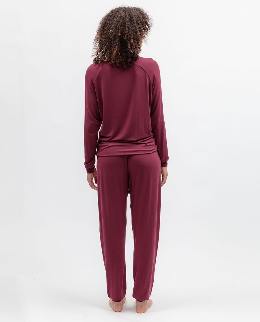 Burgundy Womens Jersey Pyjama Bottoms