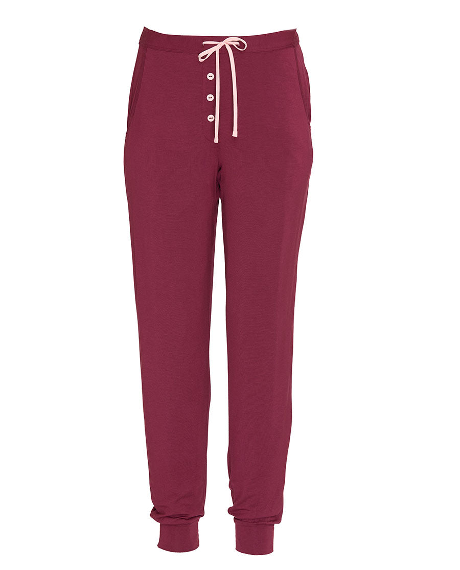 Burgundy Womens Jersey Pyjama Bottoms