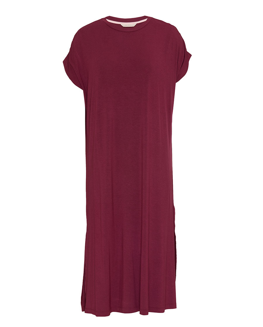 Burgundy Womens Jersey Long Nightdress