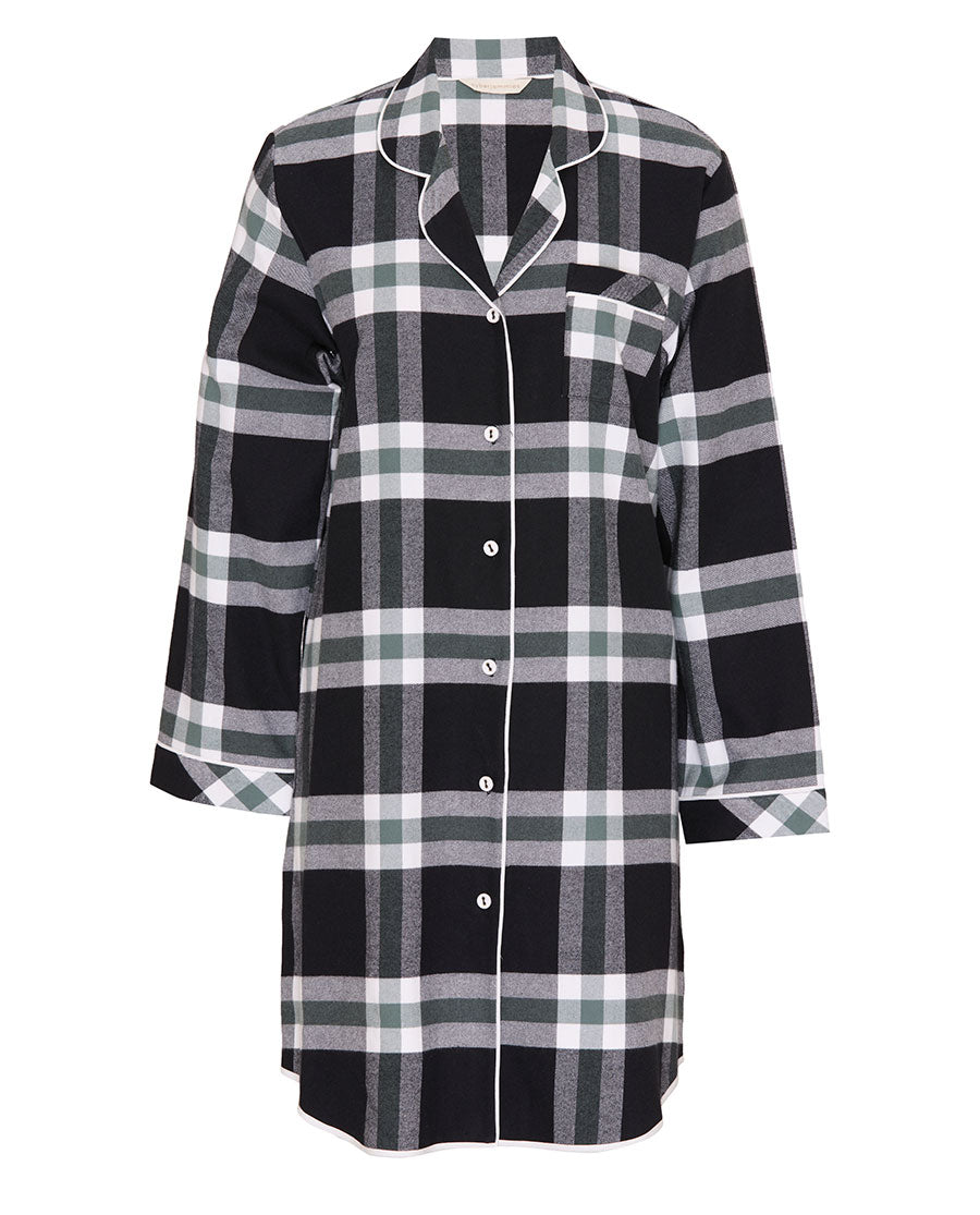 Womens Black Brushed Check Nightshirt