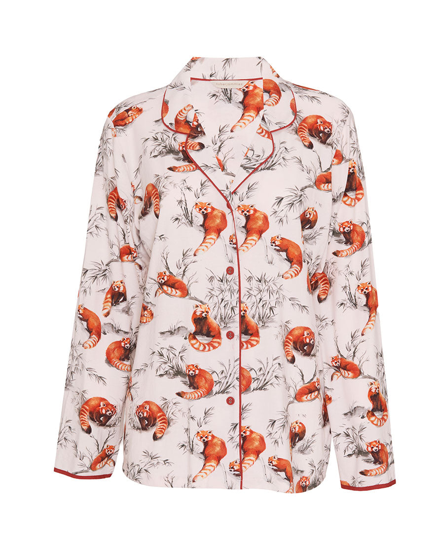 Womens Red Panda Printed Jersey Pyjama Top
