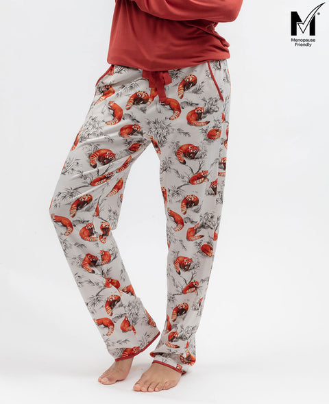 Pumpkin Spice Womens Red Panda Printed Jersey Pyjama Bottoms