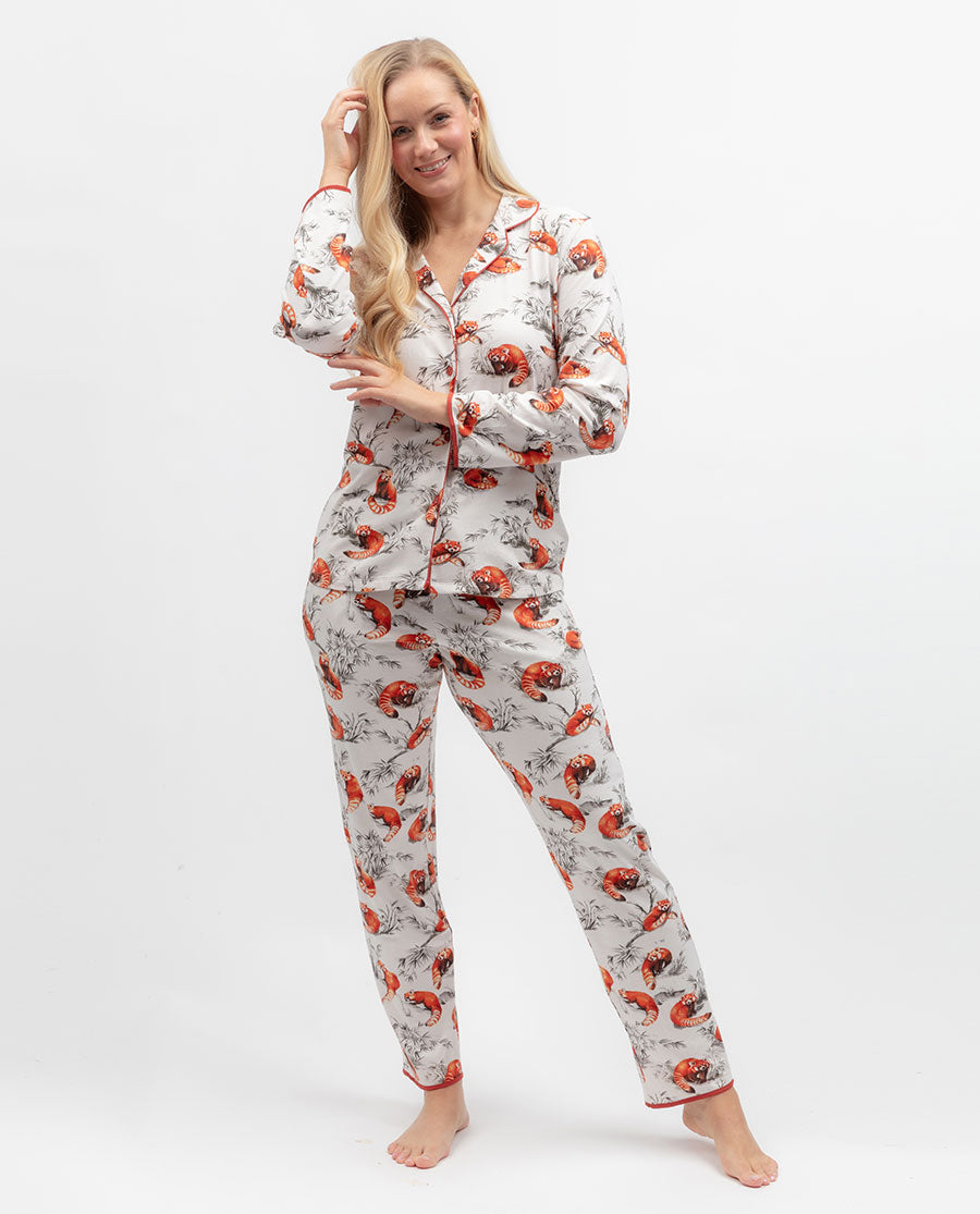 Womens Red Panda Printed Jersey Pyjama Bottoms