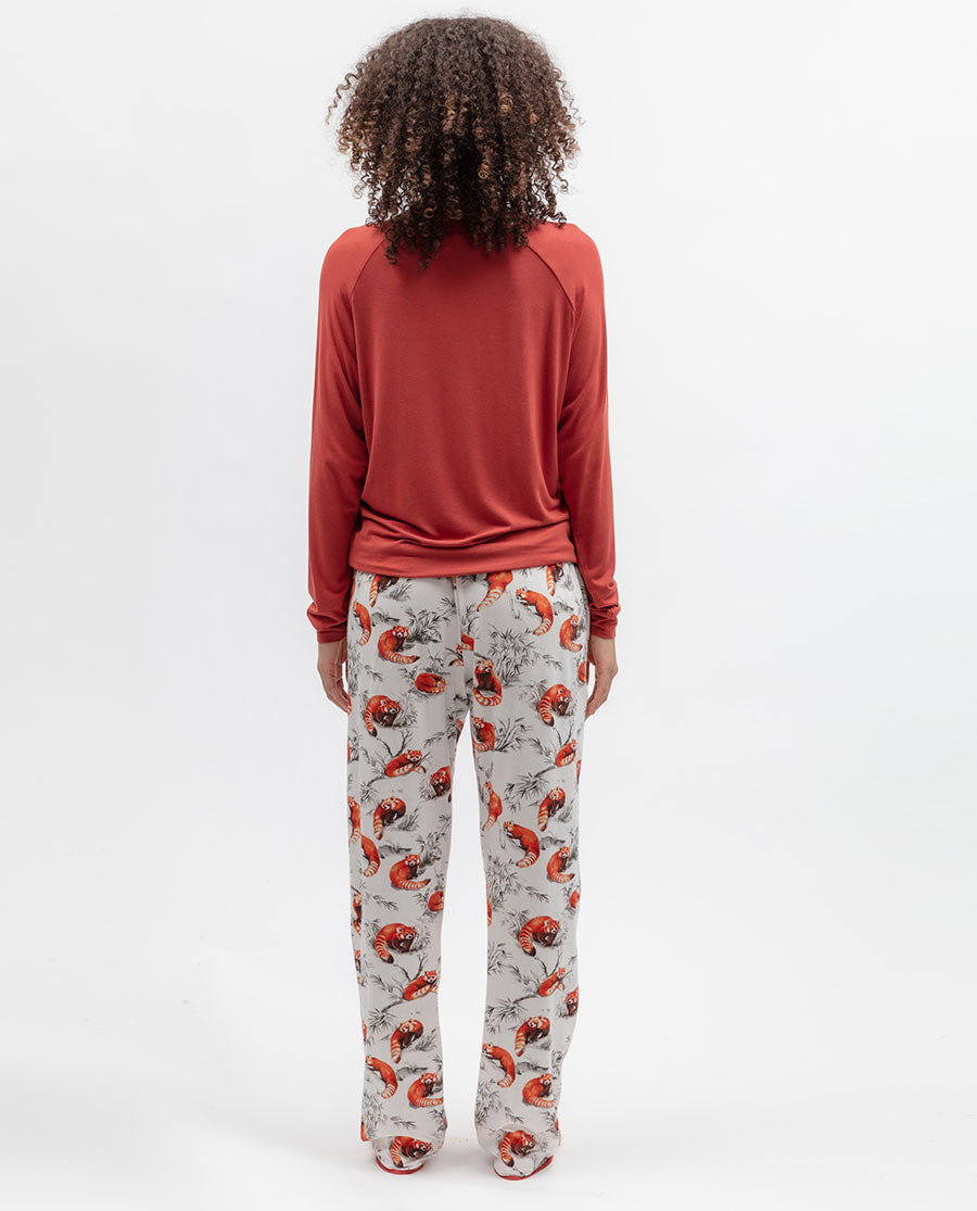 Womens Red Panda Printed Jersey Pyjama Bottoms