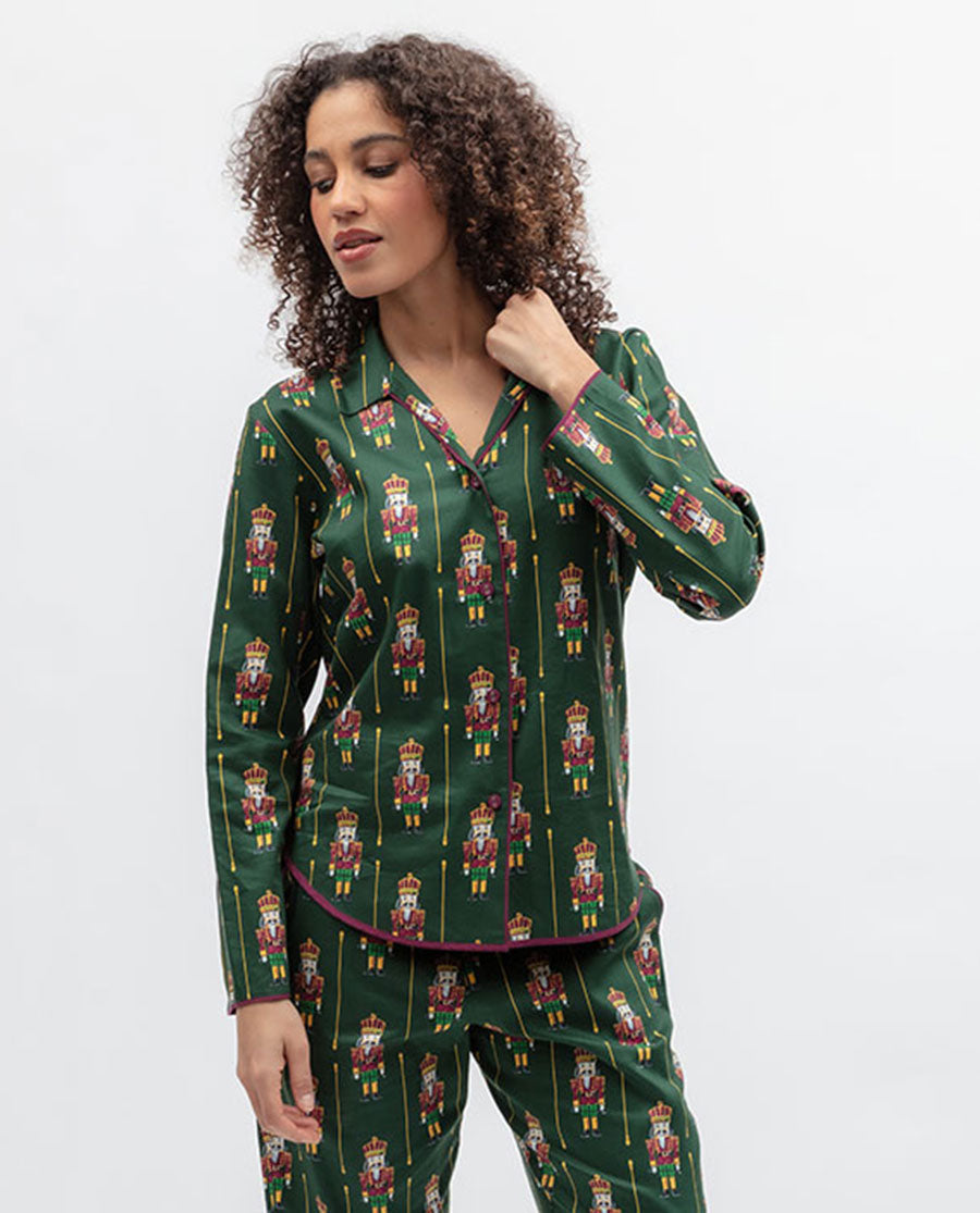 Womens Nutcracker Print Pyjama Top