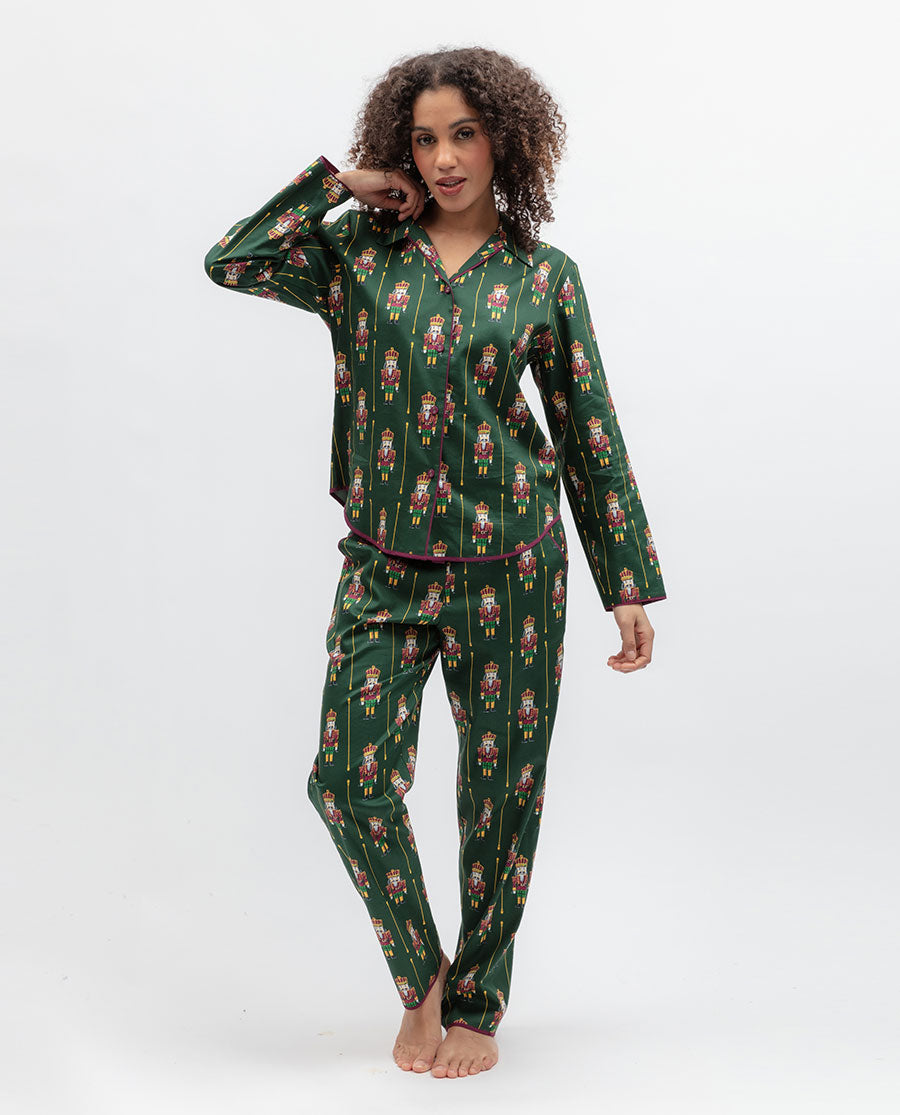 Womens Nutcracker Print Pyjama Top
