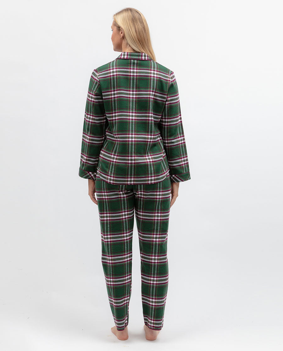 Womens Green Brushed Check Pyjama Bottoms