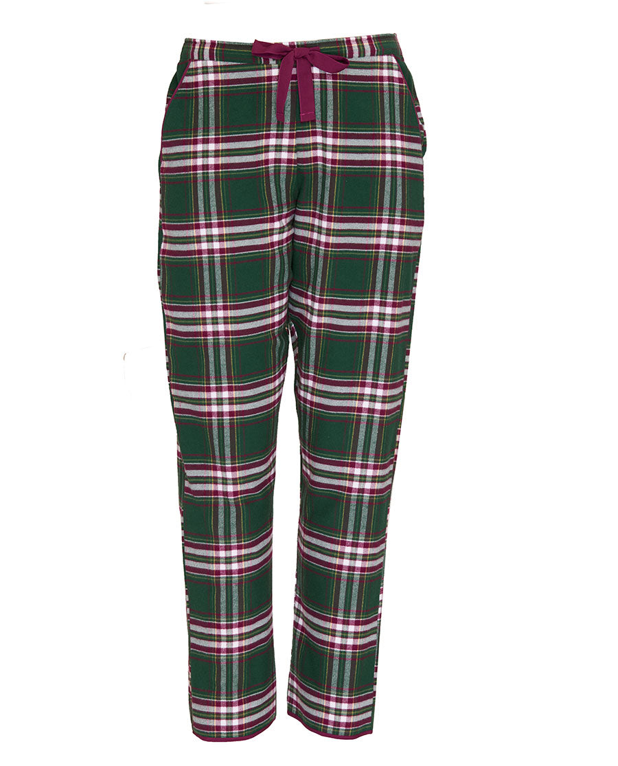 Womens Green Brushed Check Pyjama Bottoms