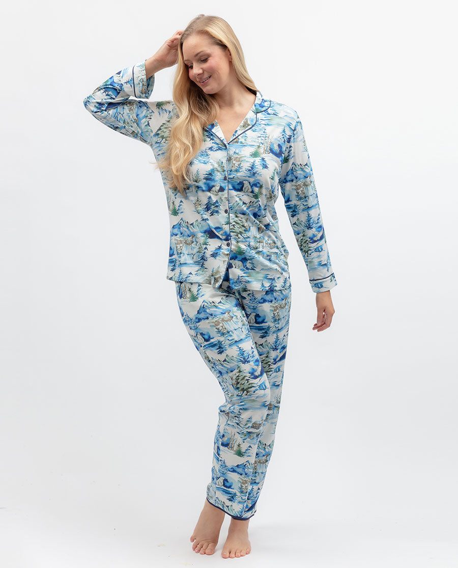 Womens Winterscape Printed Jersey Pyjama Set