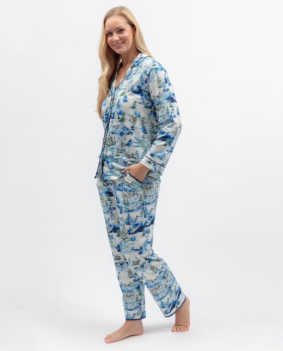 Womens Winterscape Printed Jersey Pyjama Set