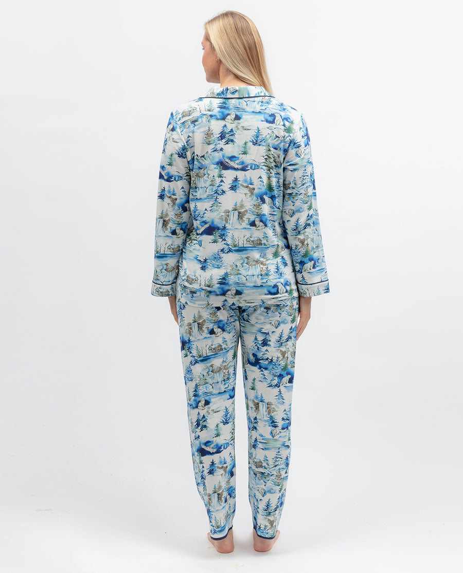 Womens Winterscape Printed Jersey Pyjama Set