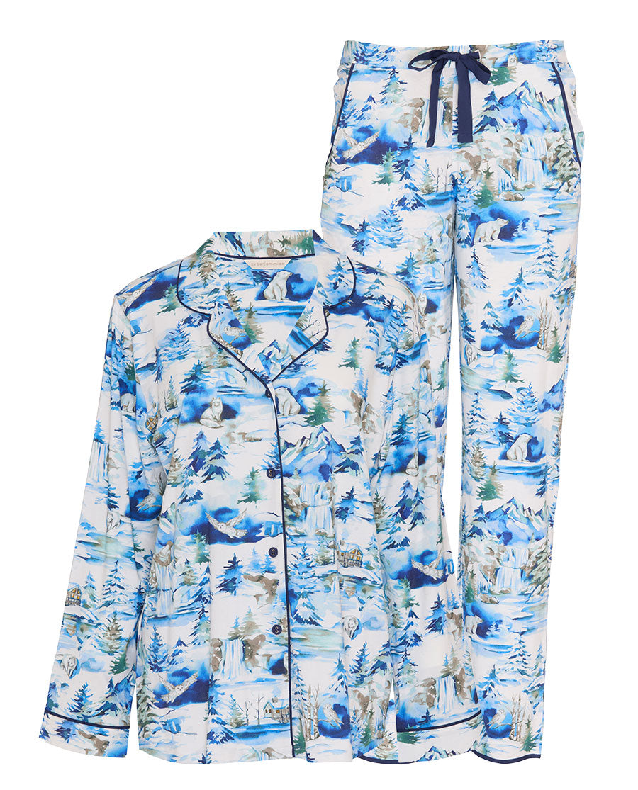 Womens Winterscape Printed Jersey Pyjama Set