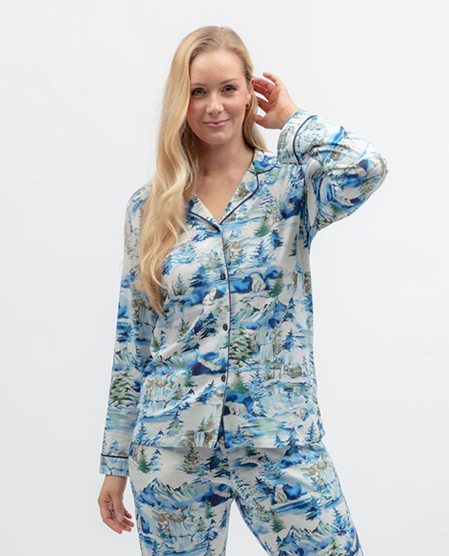 Womens Winterscape Printed Jersey Pyjama Top