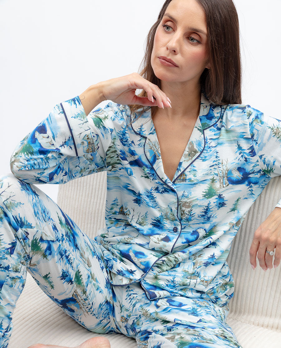 Womens Winterscape Printed Jersey Pyjama Top